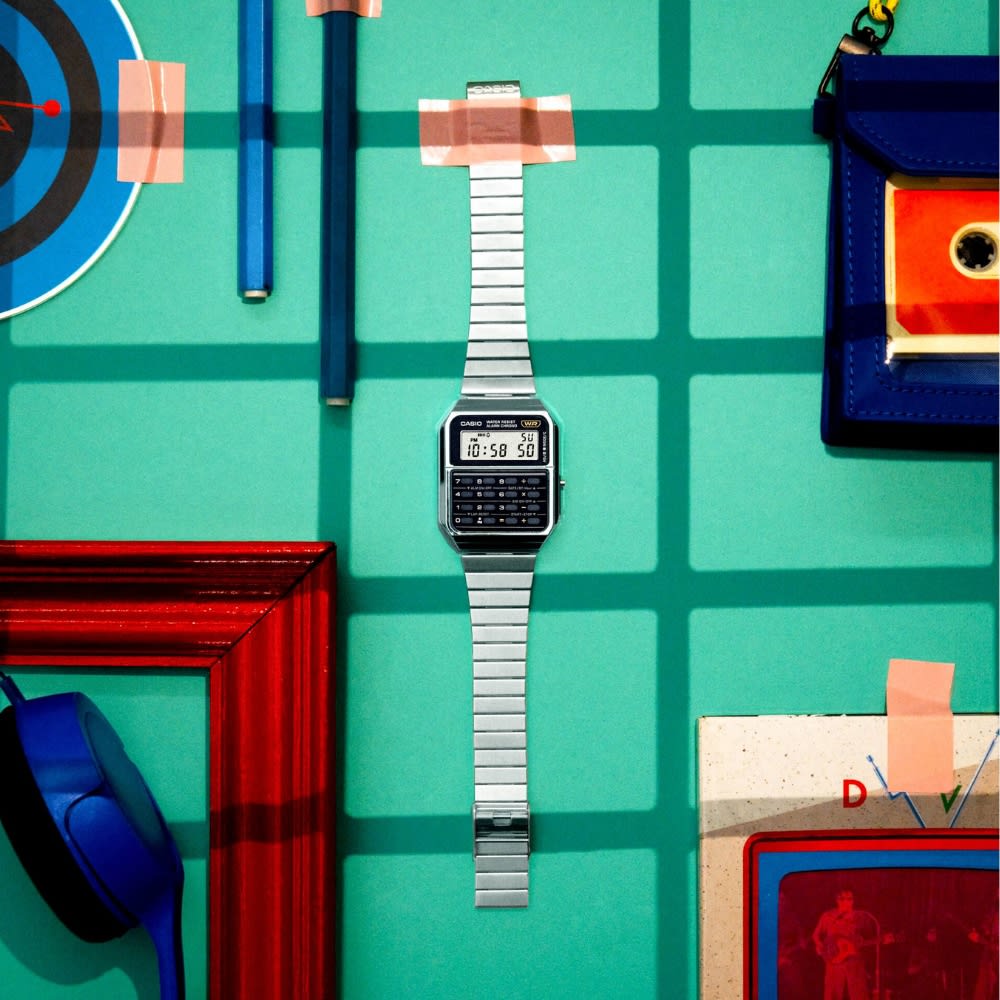 Reloj Calculadora Casio Vintage CA-500WE-1ADF Digital Acero Plateado Unisex5