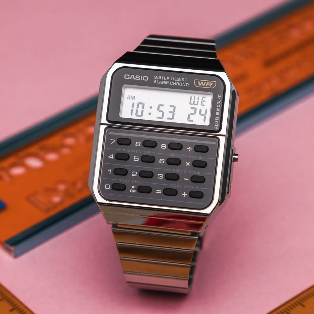 Reloj Calculadora Casio Vintage CA-500WE-1ADF Digital Acero Plateado Unisex4