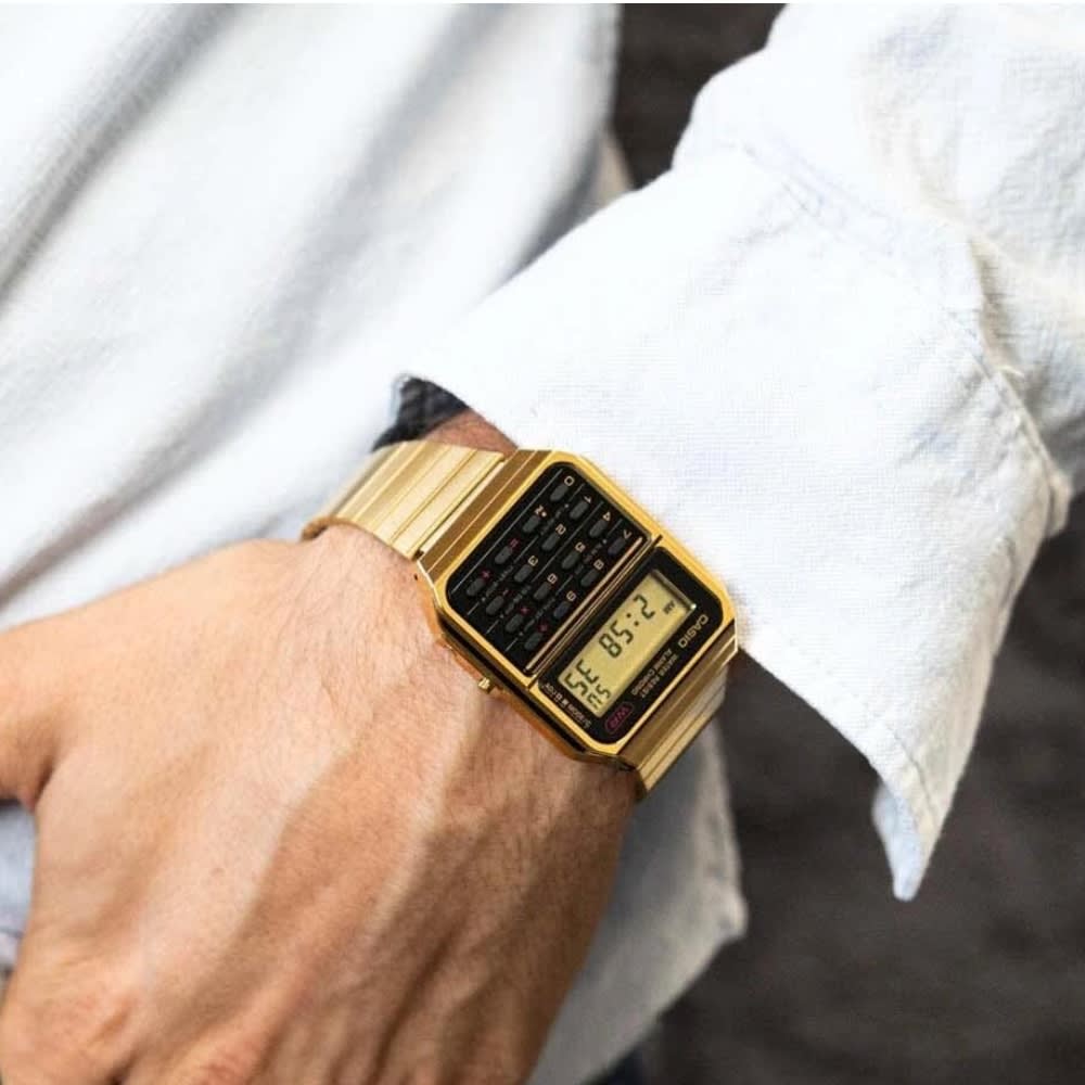 Reloj Calculadora Casio Vintage CA-500WEG-1ADF Digital Acero Dorado Unisex4