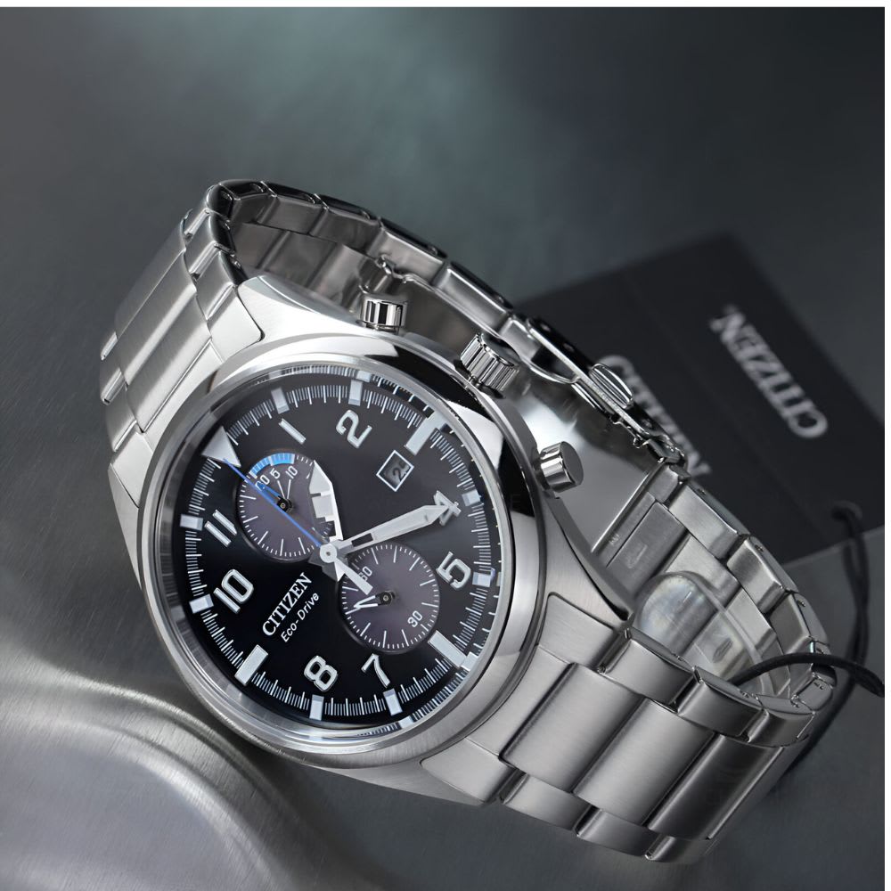Reloj Citizen Eco-Drive CA7028-81E Plateado Chrono Dial Negro Acero Hombre6
