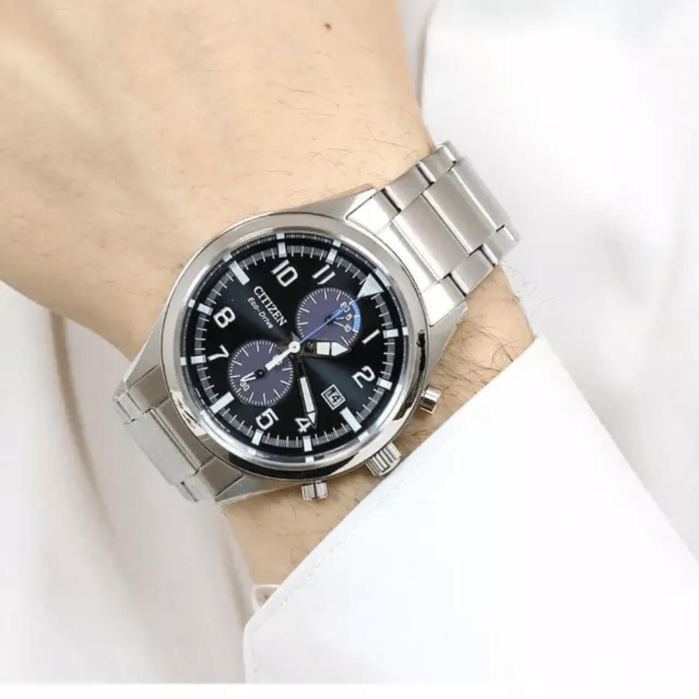 Reloj Citizen Eco-Drive CA7028-81E Plateado Chrono Dial Negro Acero Hombre2