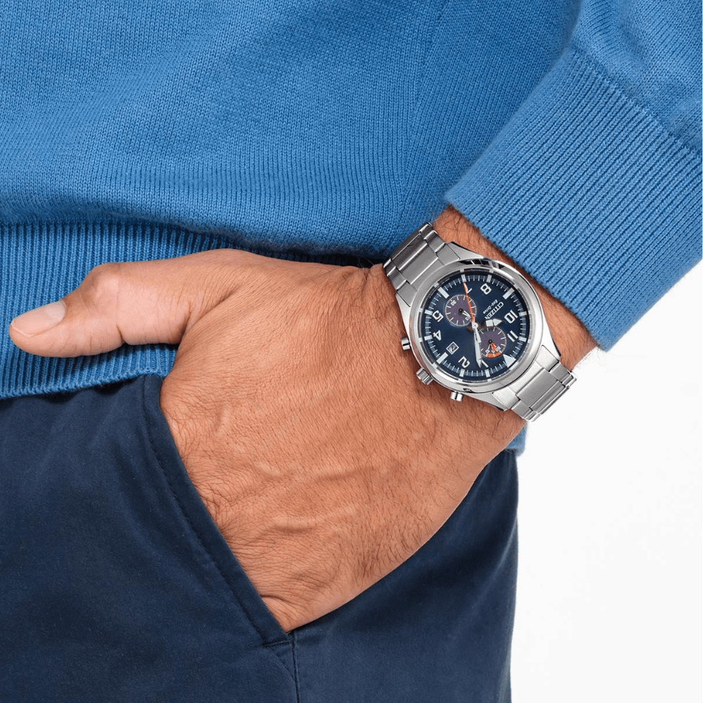 Reloj Citizen Eco-Drive CA7028-81L Plateado Chrono Dial Azul Acero Hombre2
