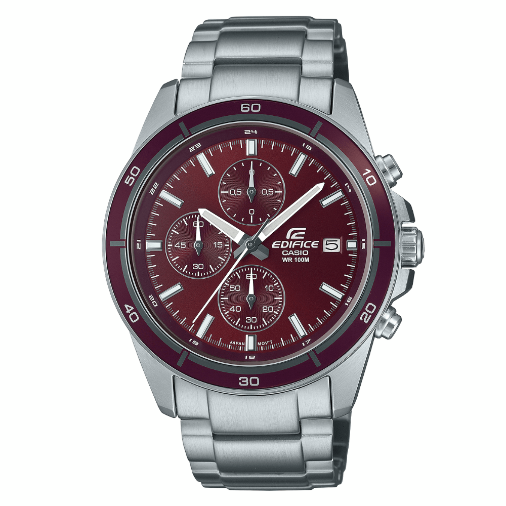 Reloj Casio Edifice EFR-526D-5CVUDF Acero Dial Burdeo Análogo Plateado Hombre5