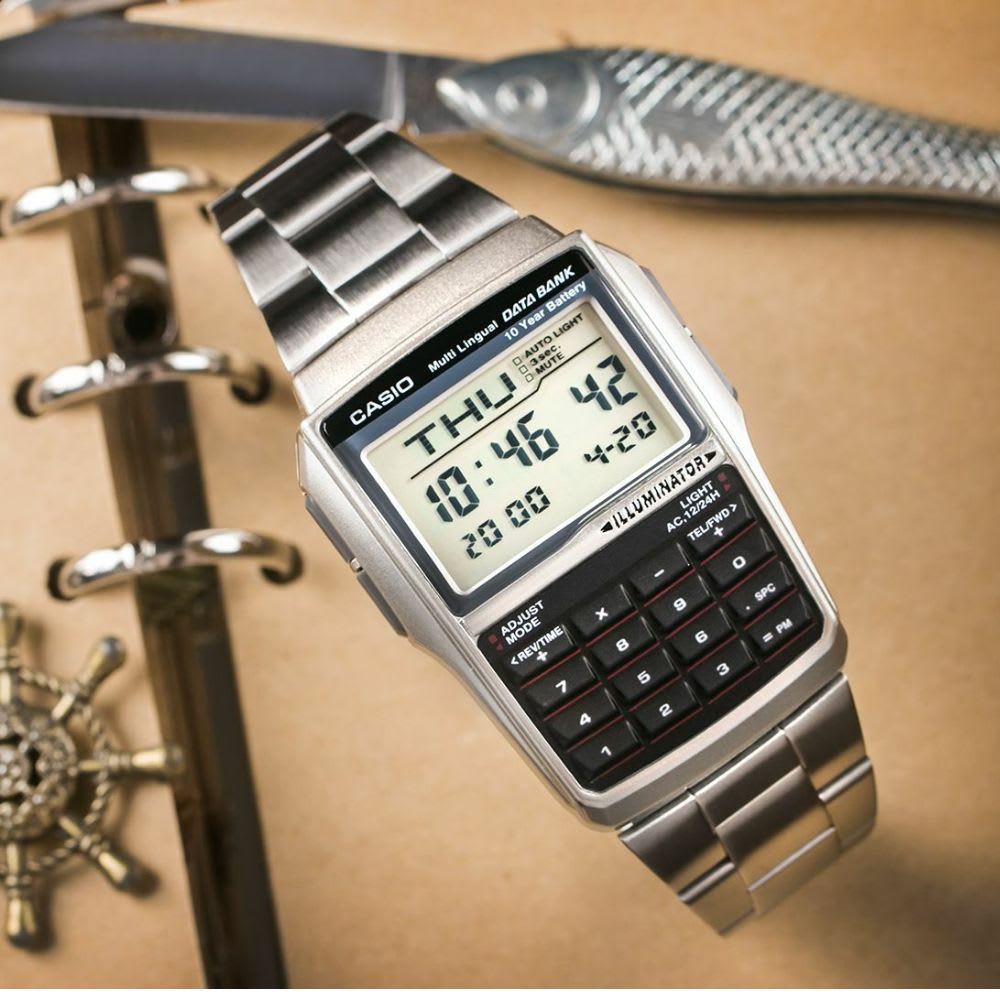 Reloj Casio Vintage  DBC-32D-1ADF Data Bank Plateado Hombre5