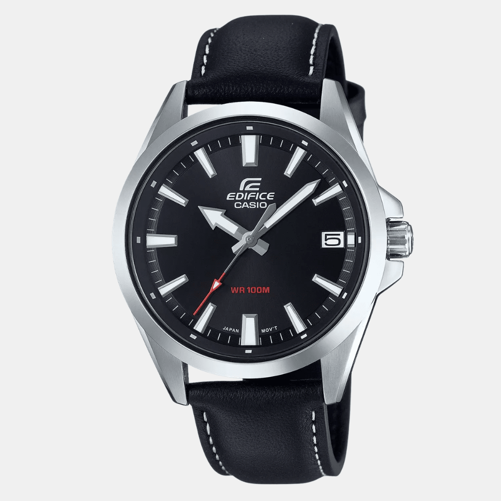 Reloj Casio Edifice EFV-100L-1AVUDF Cuero Dial Negro Análogo Plateado Hombre1