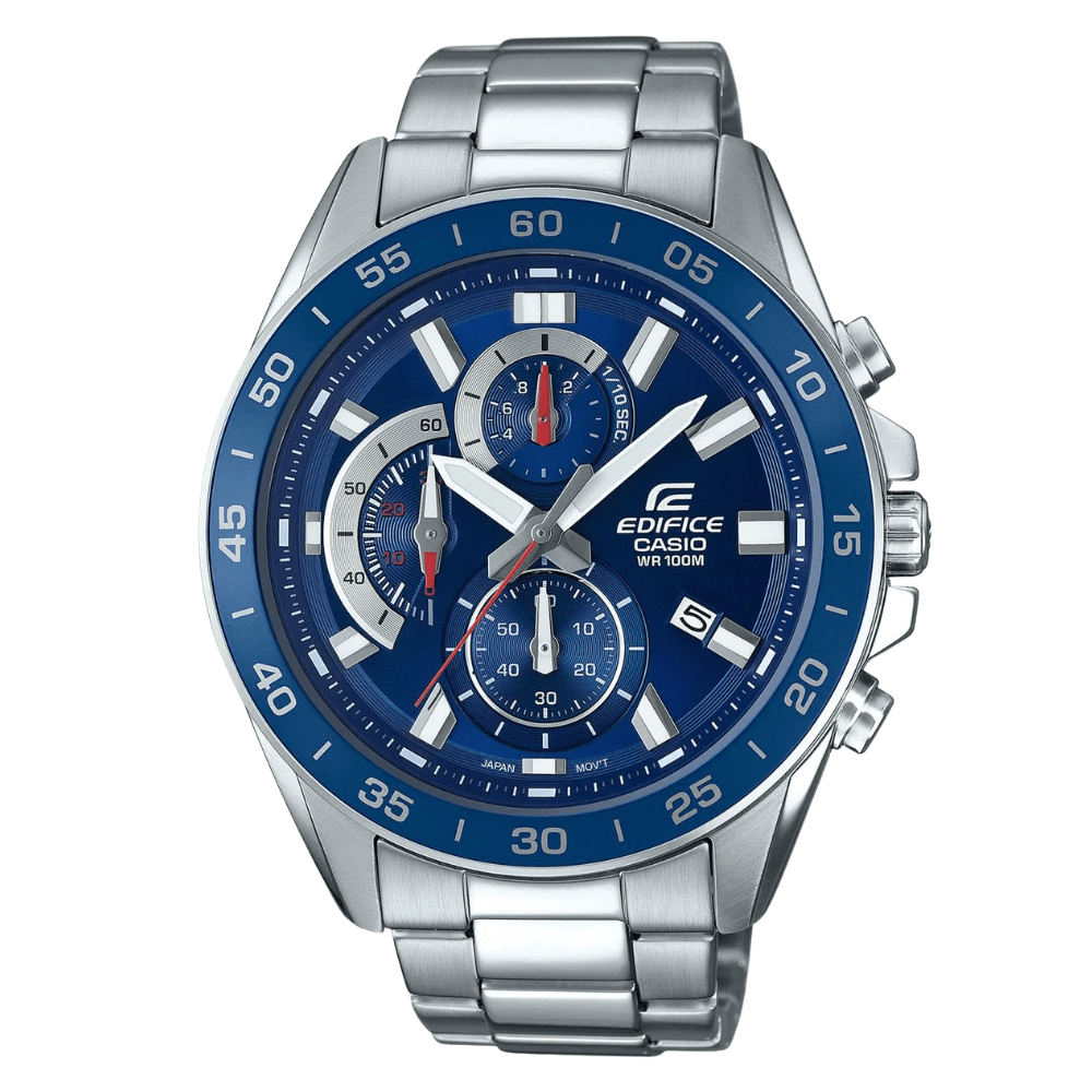 Reloj Casio Edifice EFV-550D-2AVUDF Cronógrafo Acero Plateado Azul Hombre7