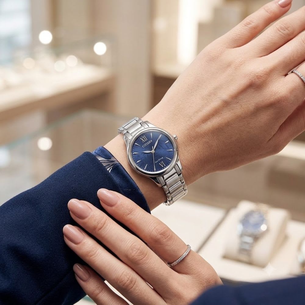 Reloj Citizen Eco-Drive EM0899-72L Plateado Dial Azul Noche Acero Mujer2
