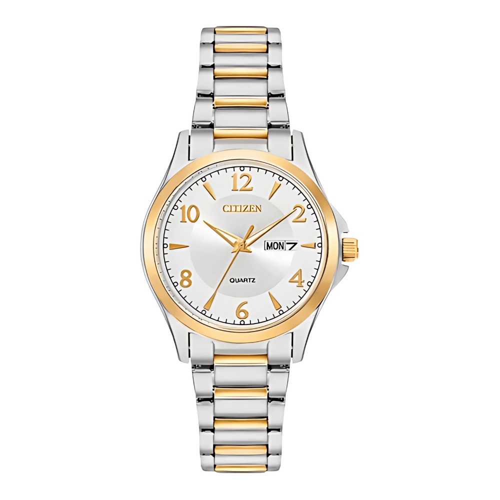 RELOJ CITIZEN EQ0595-55A QUARTZ PLATEADO DORADO1