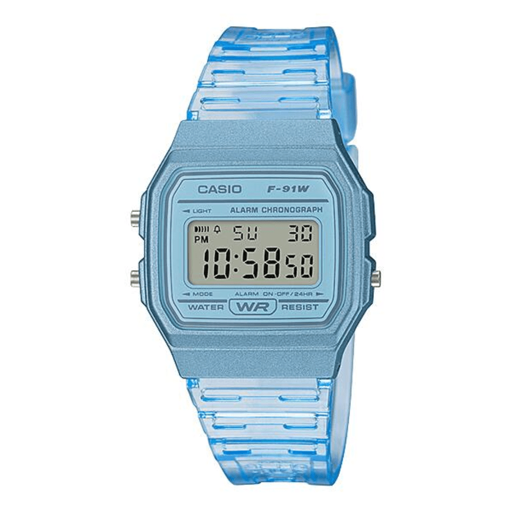 Reloj Casio Vintage F-91WS-2DF Digital Clásico Celeste Transparente Unisex9