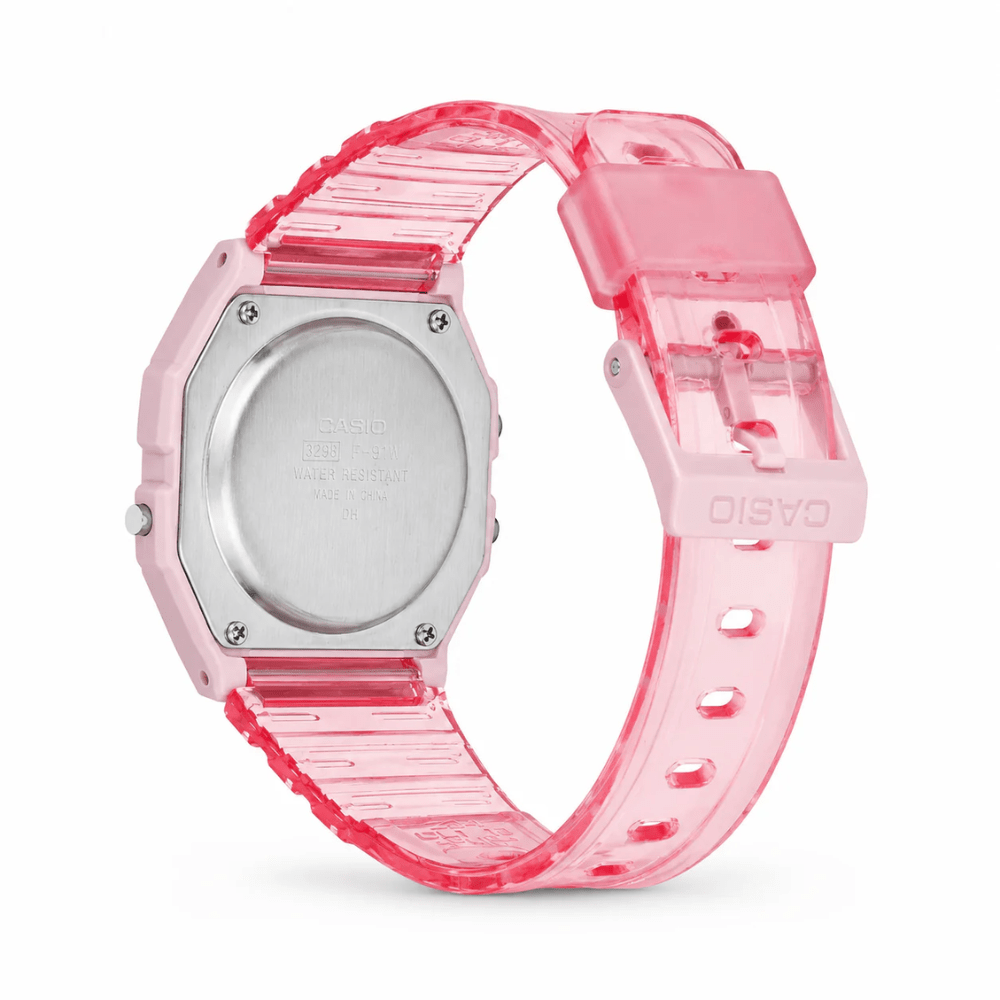 Reloj Casio Vintage F-91WS-4DF Digital Clásico  Rosado Transparente Mujer4