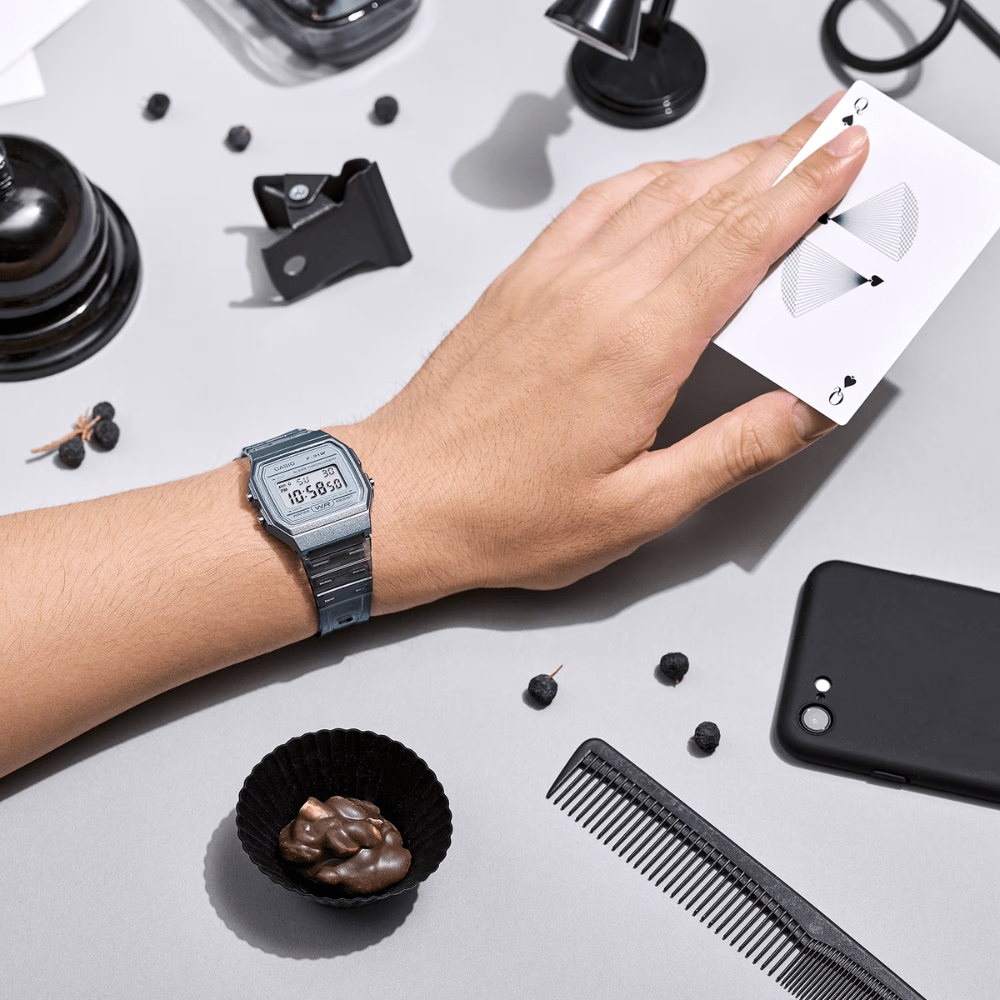 RELOJ CASIO F-91WS-8DF GRIS TRANSPARENTE UNISEX2