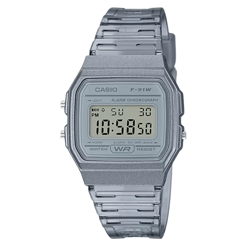 Reloj Casio Vintage F-91WS-8DF Digital Clásico Gris Transparente Unisex5