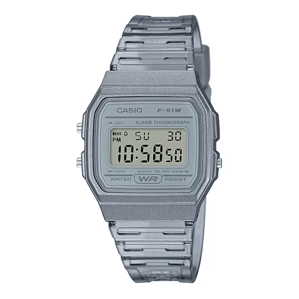 RELOJ CASIO F-91WS-8DF GRIS TRANSPARENTE UNISEX1