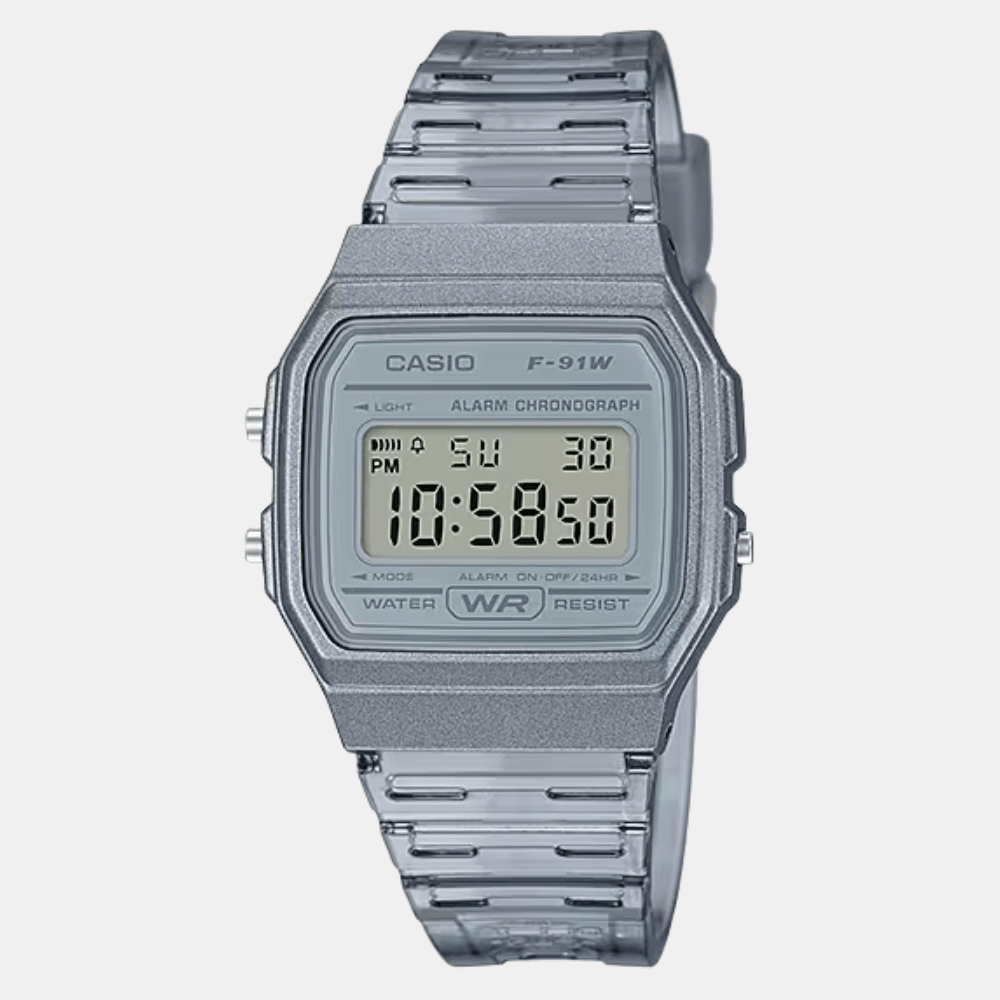 Reloj Casio Vintage F-91WS-8DF Digital Clásico Gris Transparente Unisex1