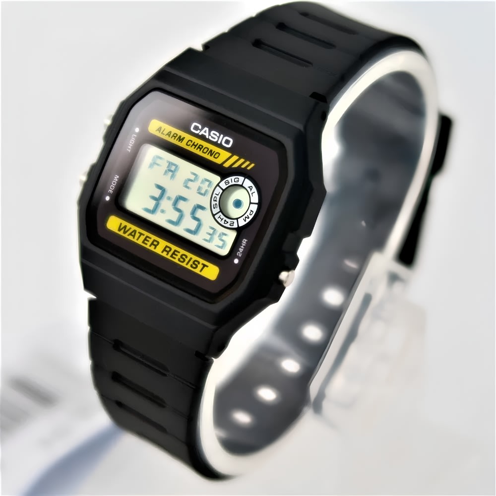 Reloj Casio Vintage F-94WA-9DG Digital Negro Amarillo Unisex6