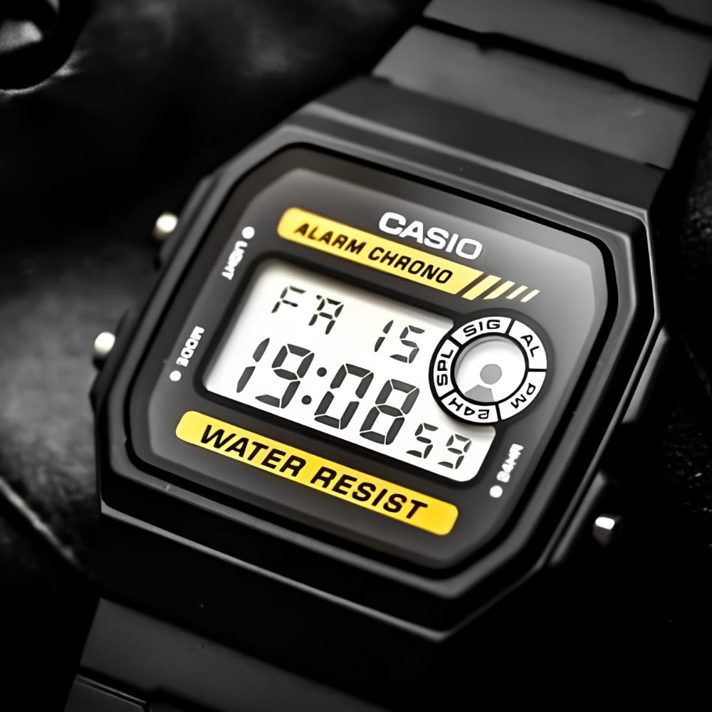 Reloj Casio Vintage F-94WA-9DG Digital Negro Amarillo Unisex4