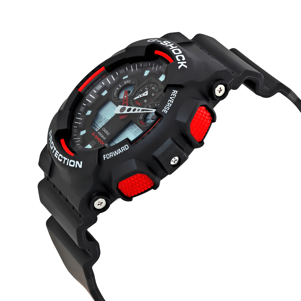 Reloj Casio G-Shock GA-100-1A4DR Análogo-Digital Negro Rojo Táctico Hombre5