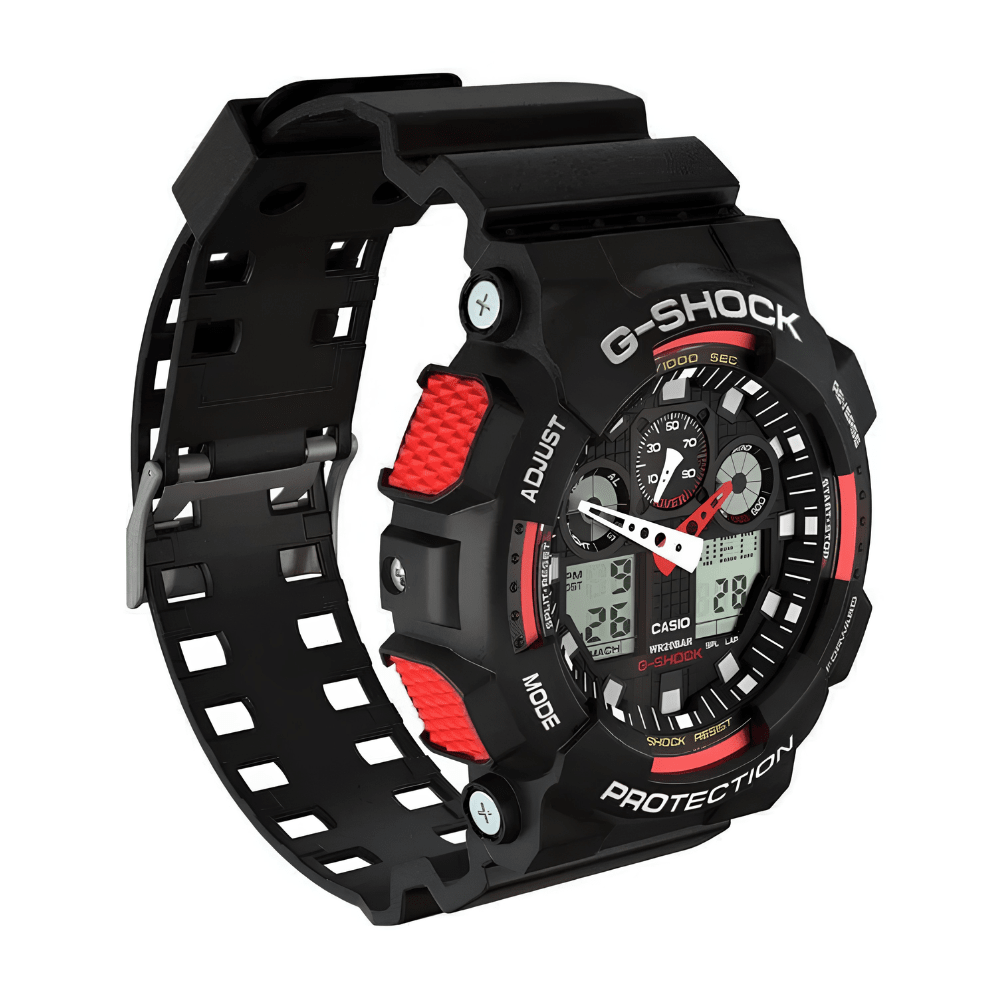 Reloj Casio G-Shock GA-100-1A4DR Análogo-Digital Negro Rojo Táctico Hombre4