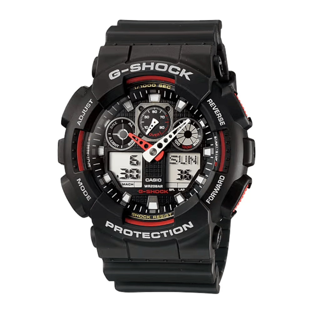 Reloj Casio G-Shock GA-100-1A4DR Análogo-Digital Negro Rojo Táctico Hombre7