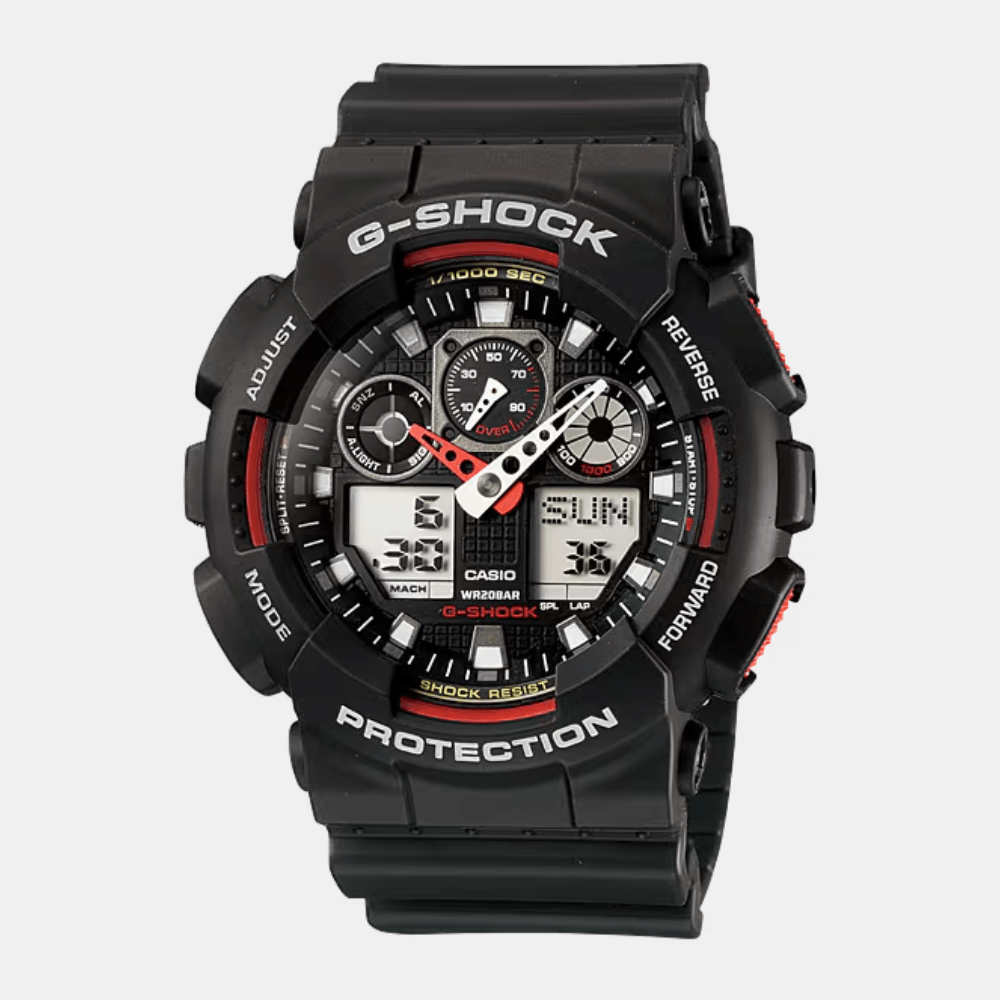 Reloj Casio G-Shock GA-100-1A4DR Análogo-Digital Negro Rojo Táctico Hombre1