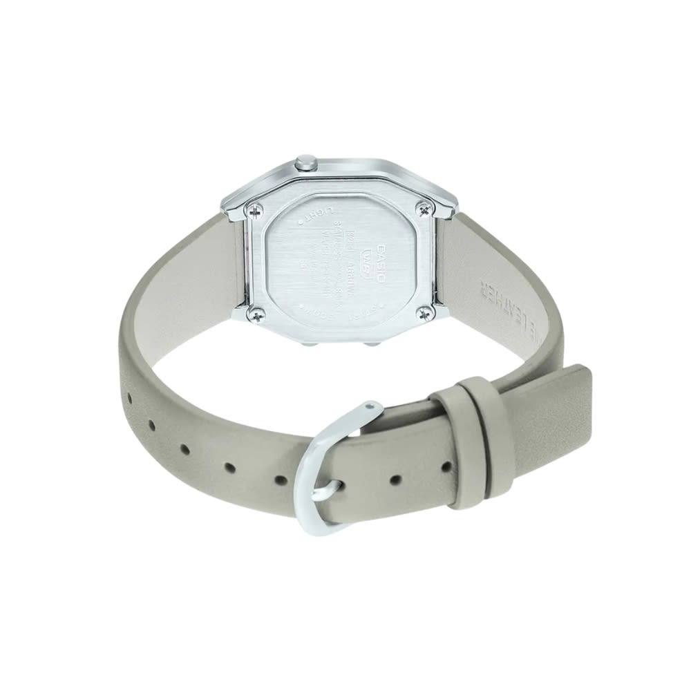 Reloj Casio Vintage LA680WEL-8DF Correa de Cuero Plateado Mujer7
