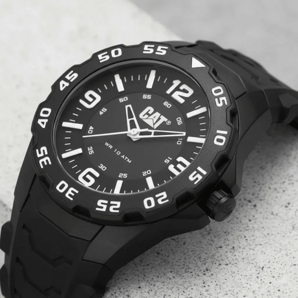 Reloj Cat Motion LJ.160.21.221 Análogo Negro/Blanco Rubber Hombre5