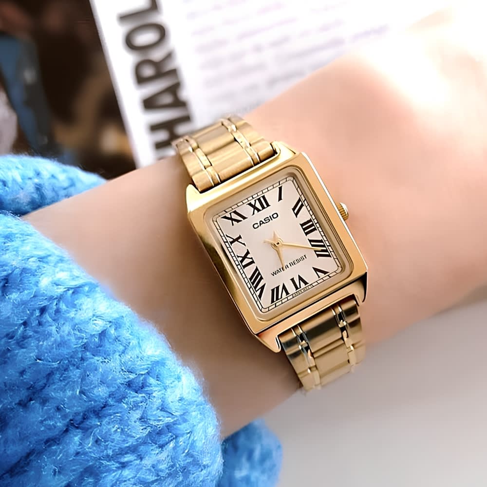 Reloj Casio Tank LTP-V007G-9BUDF Análogo Acero Dorado Mujer4