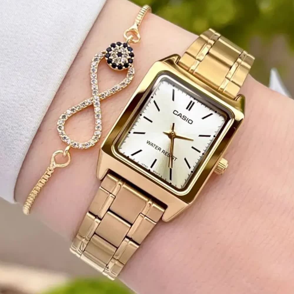 Reloj Casio Tank LTP-V007G-9EUDF Análogo Acero Dorado Mujer2
