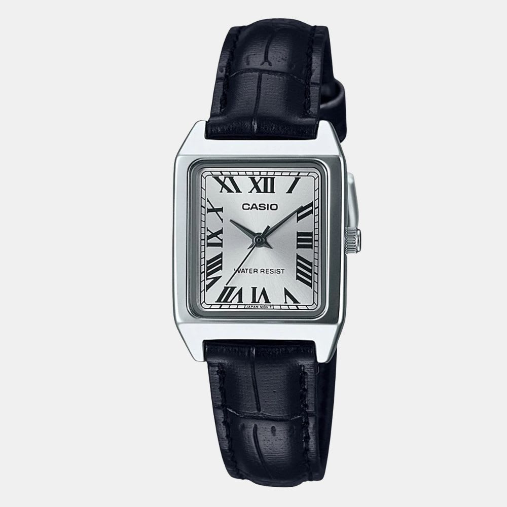 Reloj Casio Tank LTP-V007L-7B1UDF Análogo Cuero Plateado Mujer1