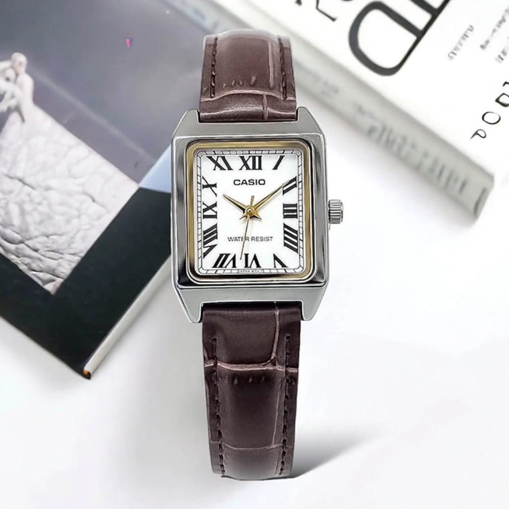 Reloj Casio Tank LTP-V007L-7B2UDF Análogo Acero Bicolor Plateado Dorado Mujer5