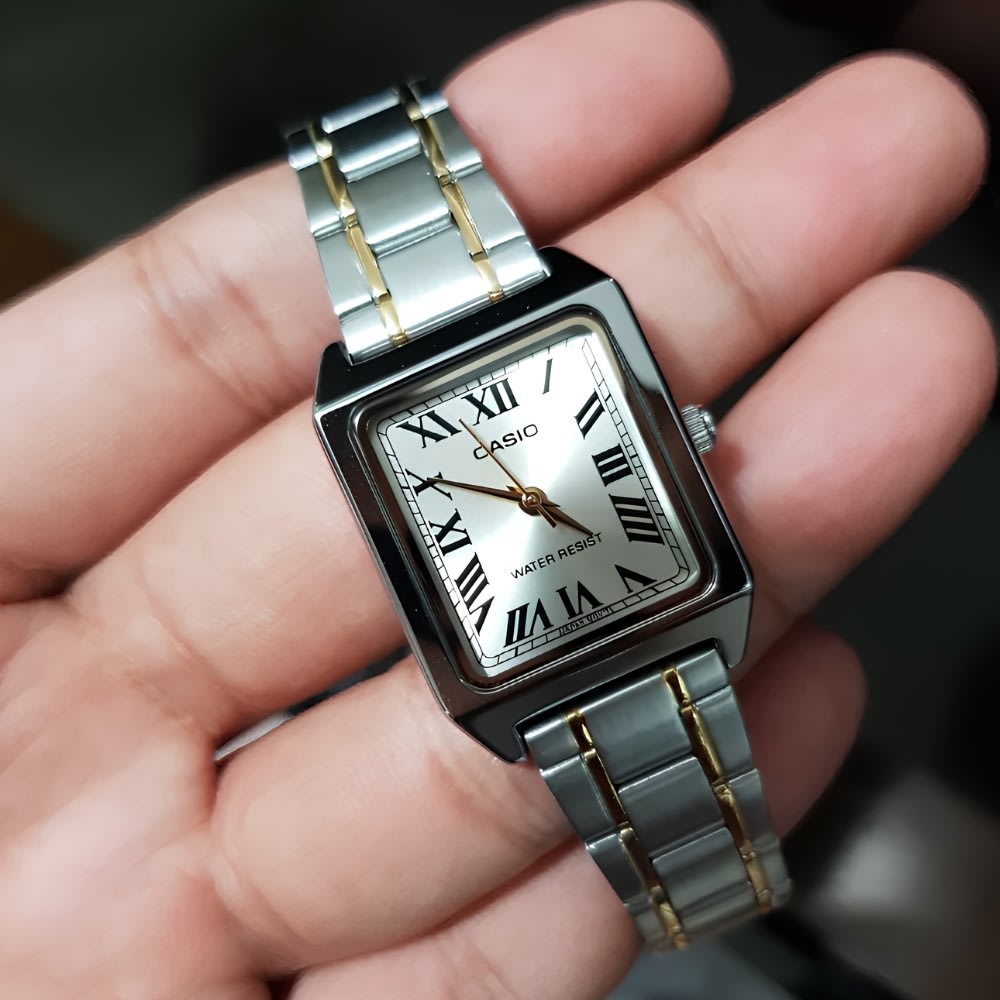 Reloj Casio Tank LTP-V007SG-9BUDF Análogo Acero Bicolor Plateado Dorado Mujer4