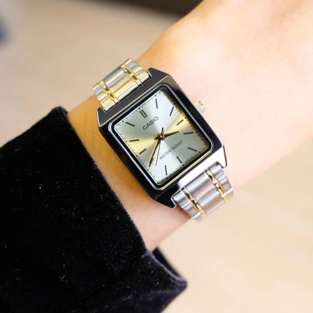 Reloj Casio Tank LTP-V007SG-9EUDF Análogo Acero Bicolor Plateado Dorado Mujer4