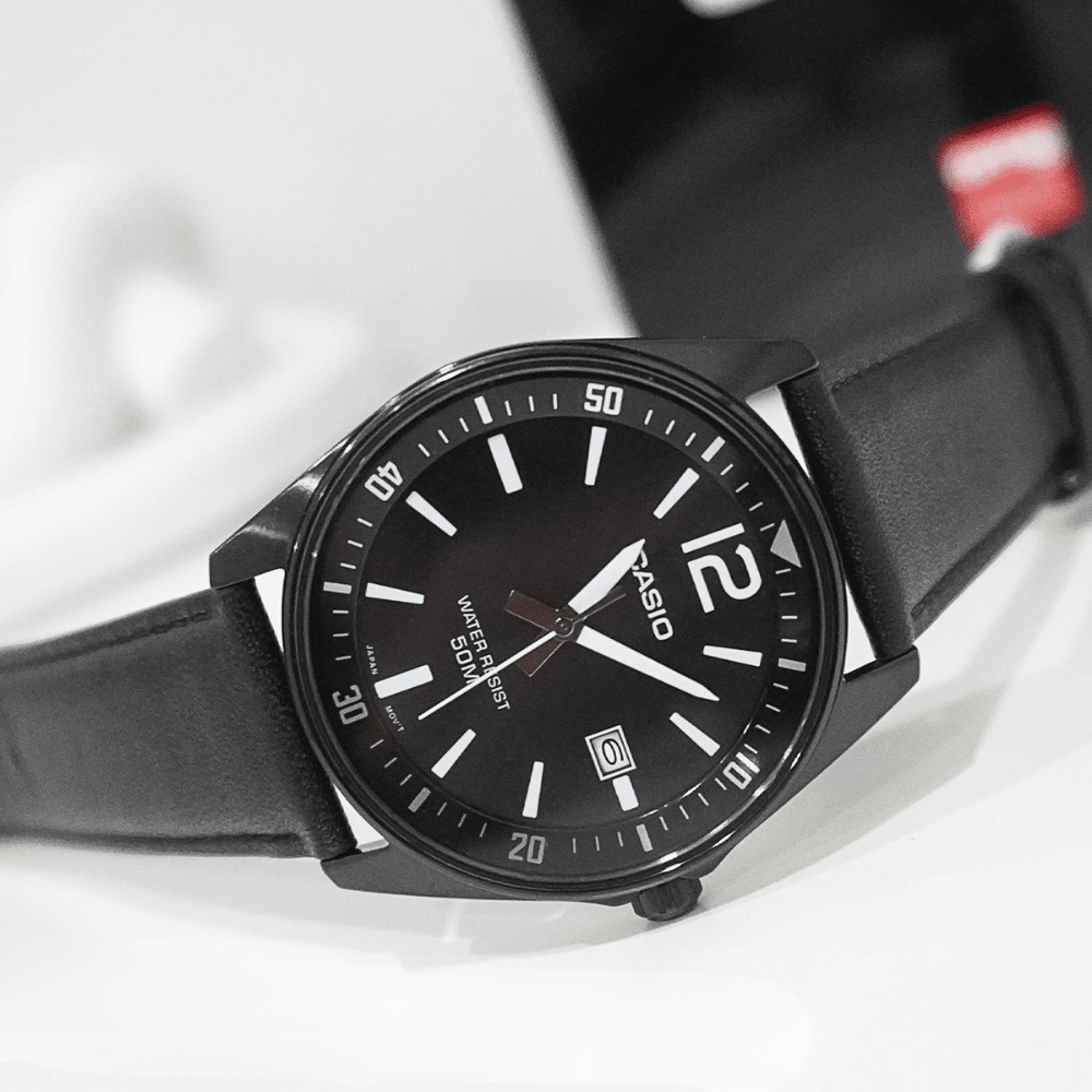 Reloj Casio Clásico MTP-E170BL-1BVDF Análogo Linea Enticer Cuero Negro/Dial Negro Hombre5