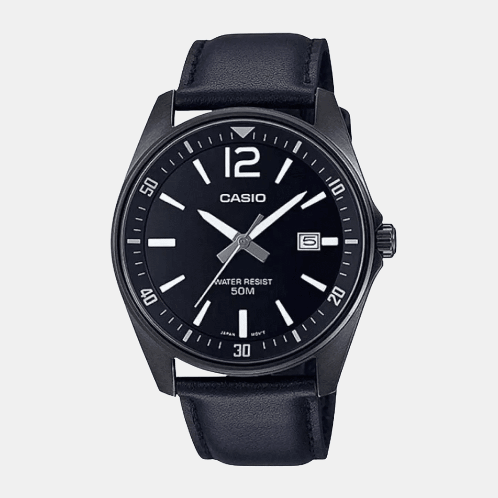 Reloj Casio Clásico MTP-E170BL-1BVDF Análogo Linea Enticer Cuero Negro/Dial Negro Hombre1