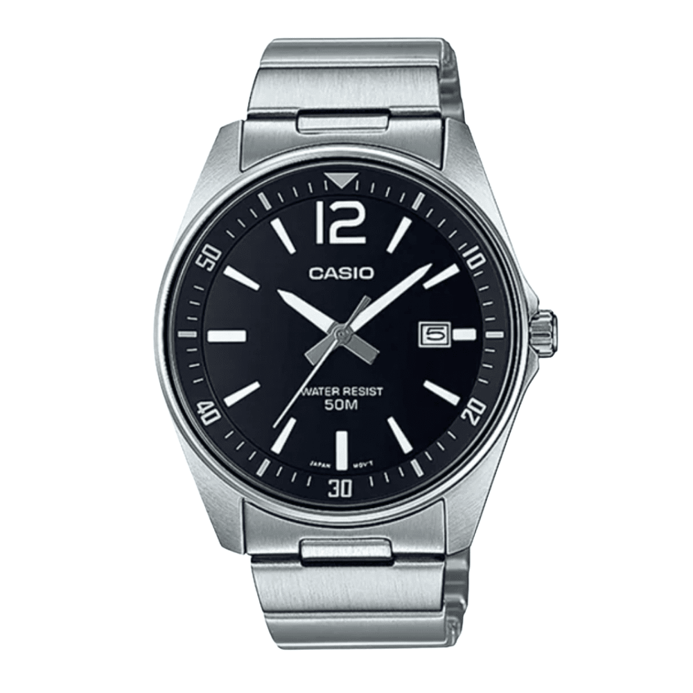 Reloj Casio Clásico MTP-E170D-1BVDF Análogo Linea Enticer Acero Plateado/Dial Negro Hombre6