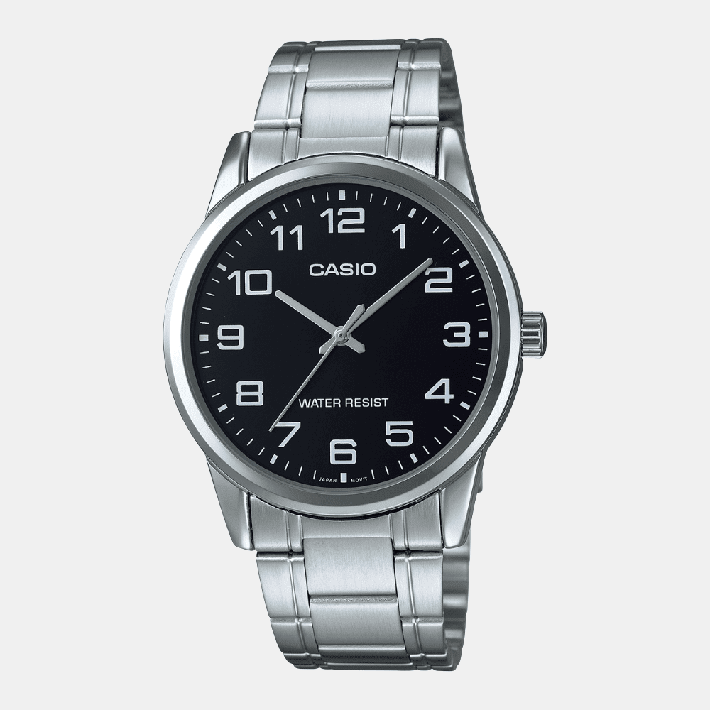 Reloj Casio Clásico MTP-V001D-1BUDF Análogo Linea Casio Dress Acero Plateado/Dial Negro Hombre1