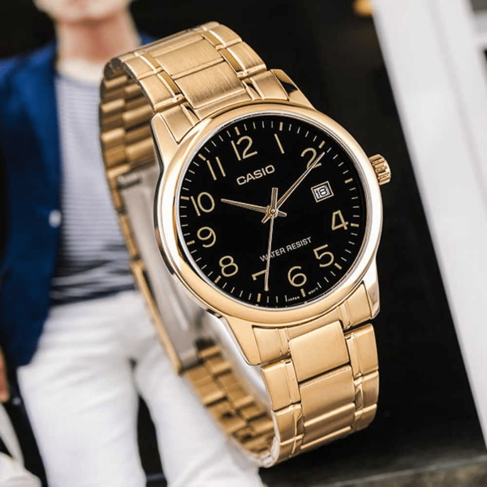 Reloj Casio Clásico MTP-V002G-1BUDF Análogo Línea Enticer Acero Dorado/Dial Negro Hombre6