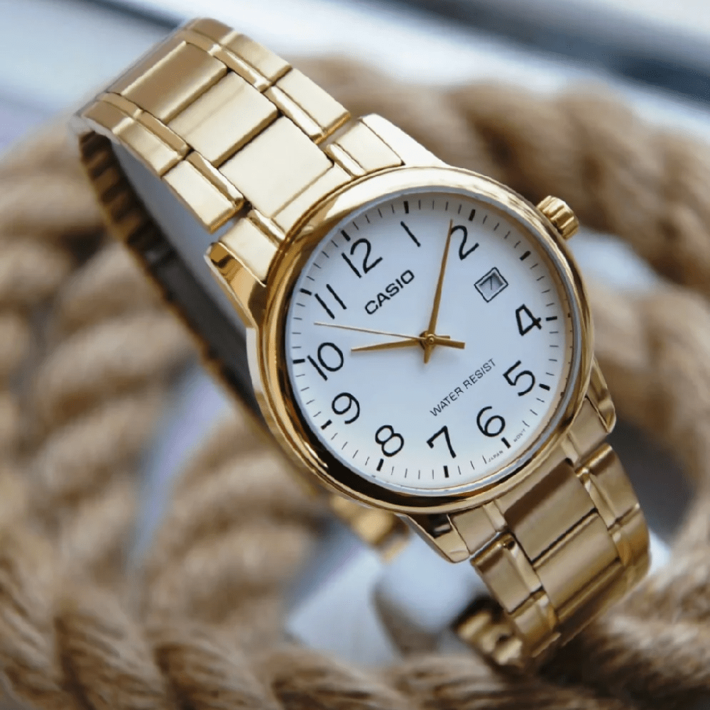 Reloj Casio Clásico MTP-V002G-7B2UDF Análogo Linea Enticer Acero Dorado/Dial Blanco Hombre6