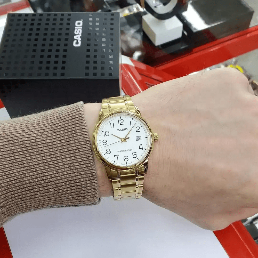 Reloj Casio Clásico MTP-V002G-7B2UDF Análogo Linea Enticer Acero Dorado/Dial Blanco Hombre2