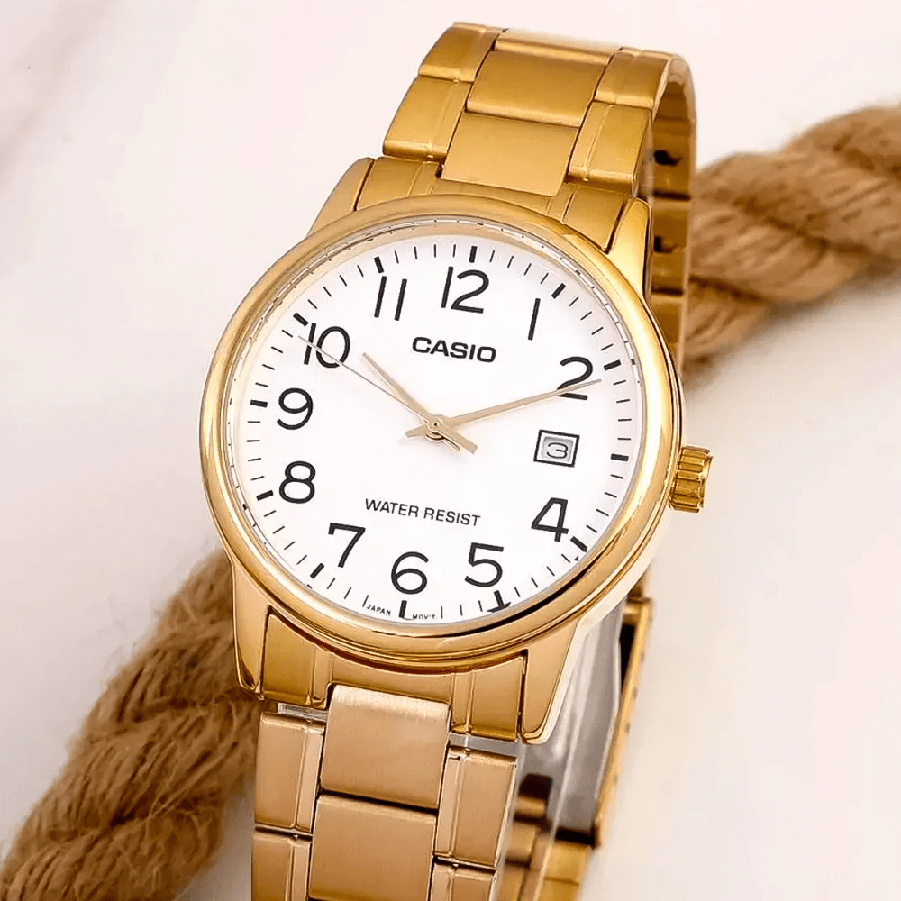 Reloj Casio Clásico MTP-V002G-7B2UDF Análogo Linea Enticer Acero Dorado/Dial Blanco Hombre4