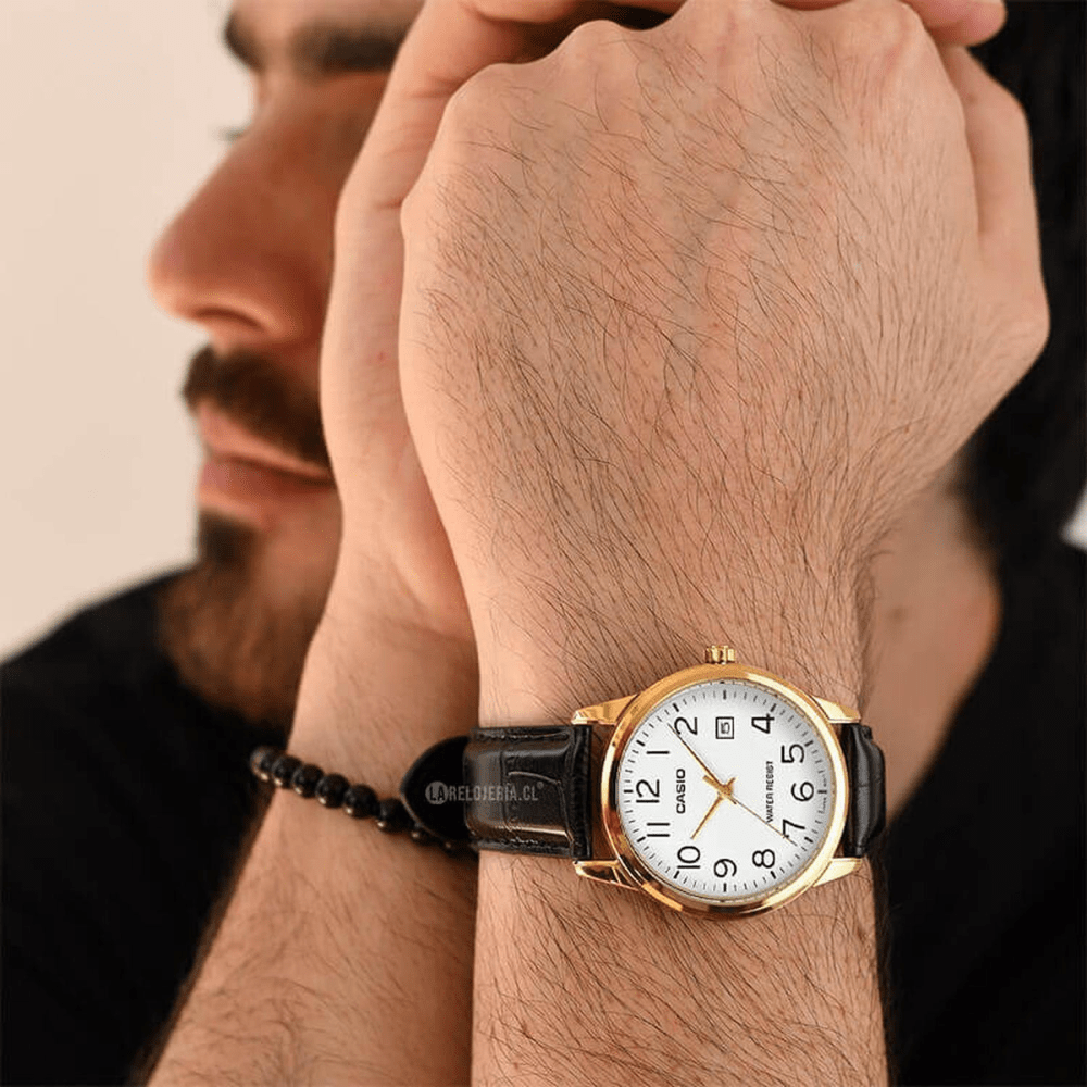 Reloj Casio Clásico MTP-V002GL-7B2UDF Análogo Linea Enticer Cuero Negro/Dial Blanco Hombre3