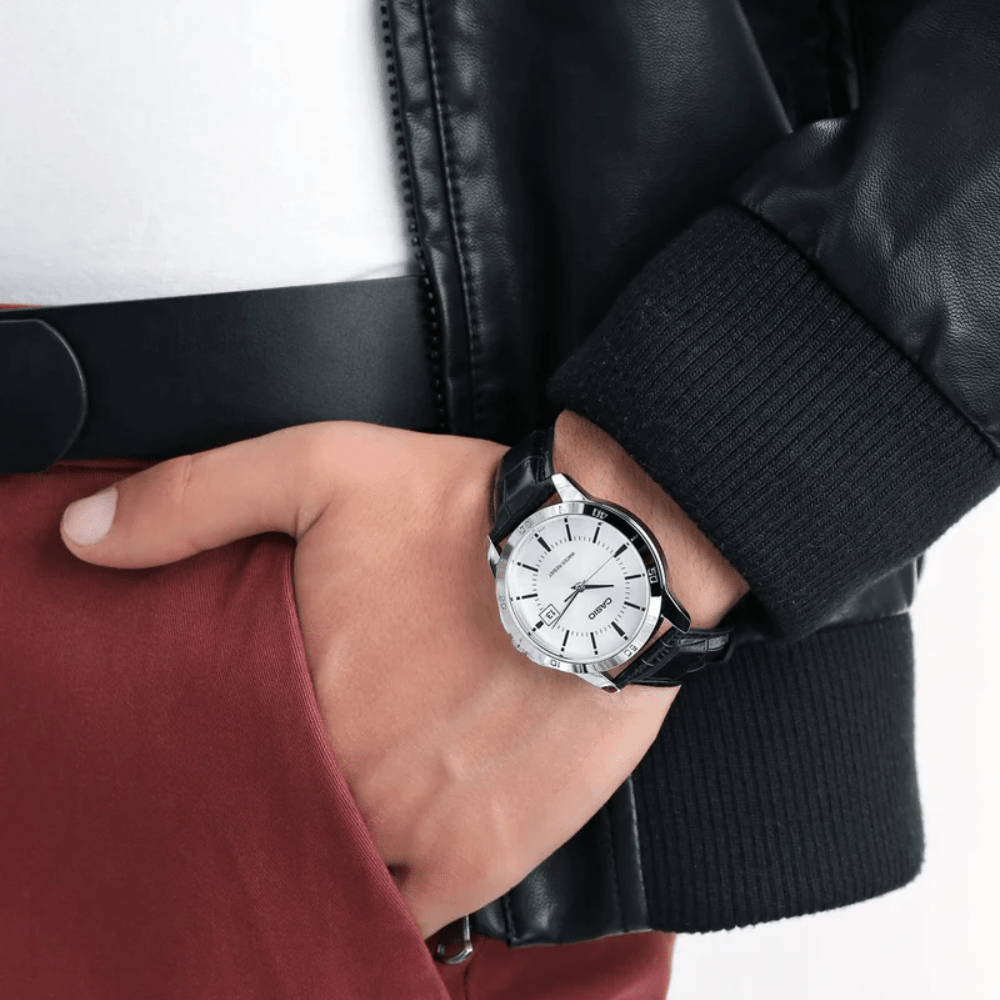 Reloj Casio Clásico MTP-V004L-7AUDF Análogo Linea Enticer Cuero Negro Hombre2