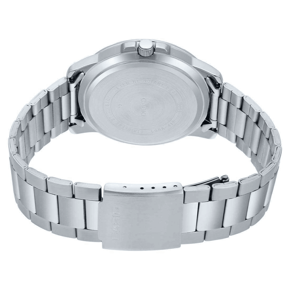 Reloj Casio Clásico  MTP-VD01-1EVUDF Deportivo Dial Negro Acero Análogo Plateado Hombre5