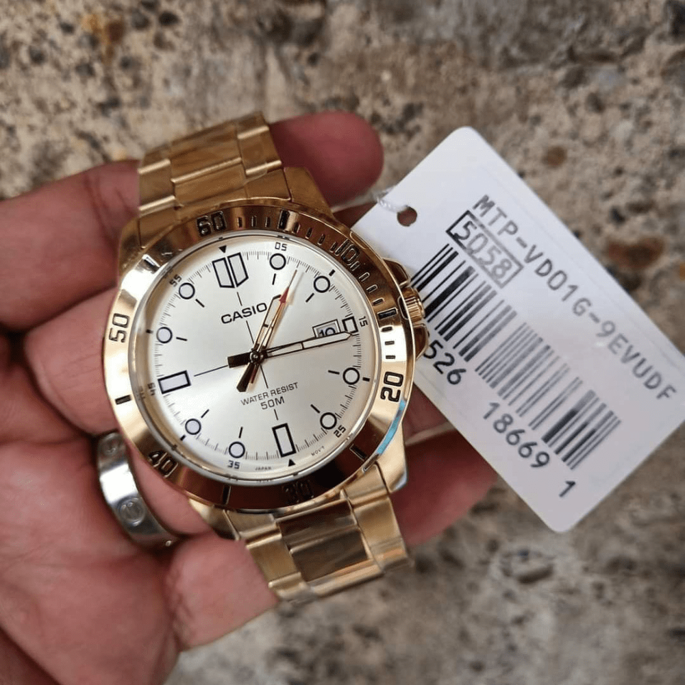 Reloj Casio Clásico MTP-VD01G-9EVUDF Dial Dorado Acero Análogo Dorado Hombre4