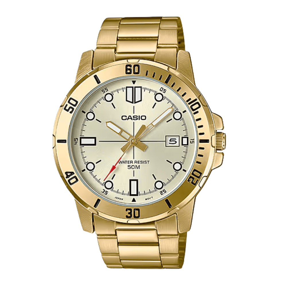 Reloj Casio Clásico MTP-VD01G-9EVUDF Dial Dorado Acero Análogo Dorado Hombre6