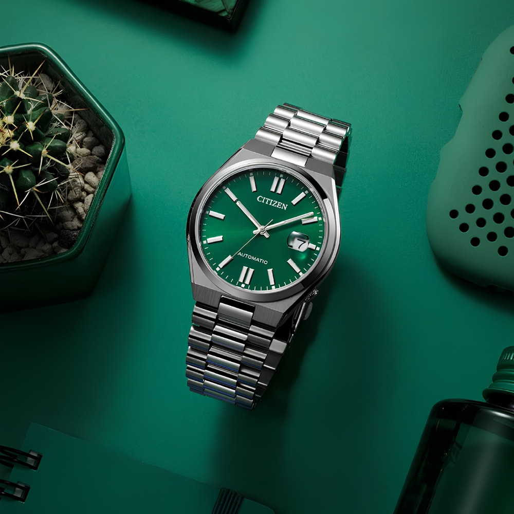 Reloj Citizen Tsuyosa NJ0150-56X Acero Plateado Automático Verde Hombre4