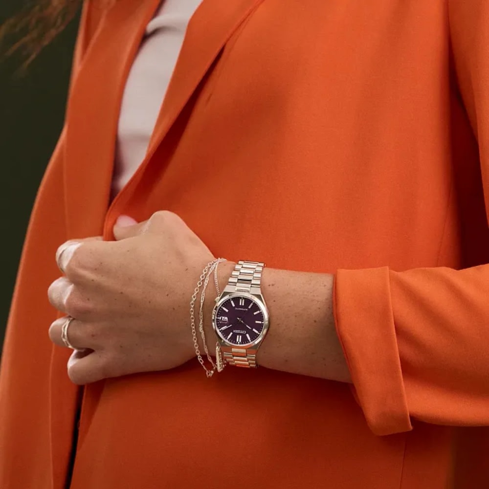 Reloj Citizen Tsuyosa NJ0200-50W Acero Plateado Automático Morado Unisex3