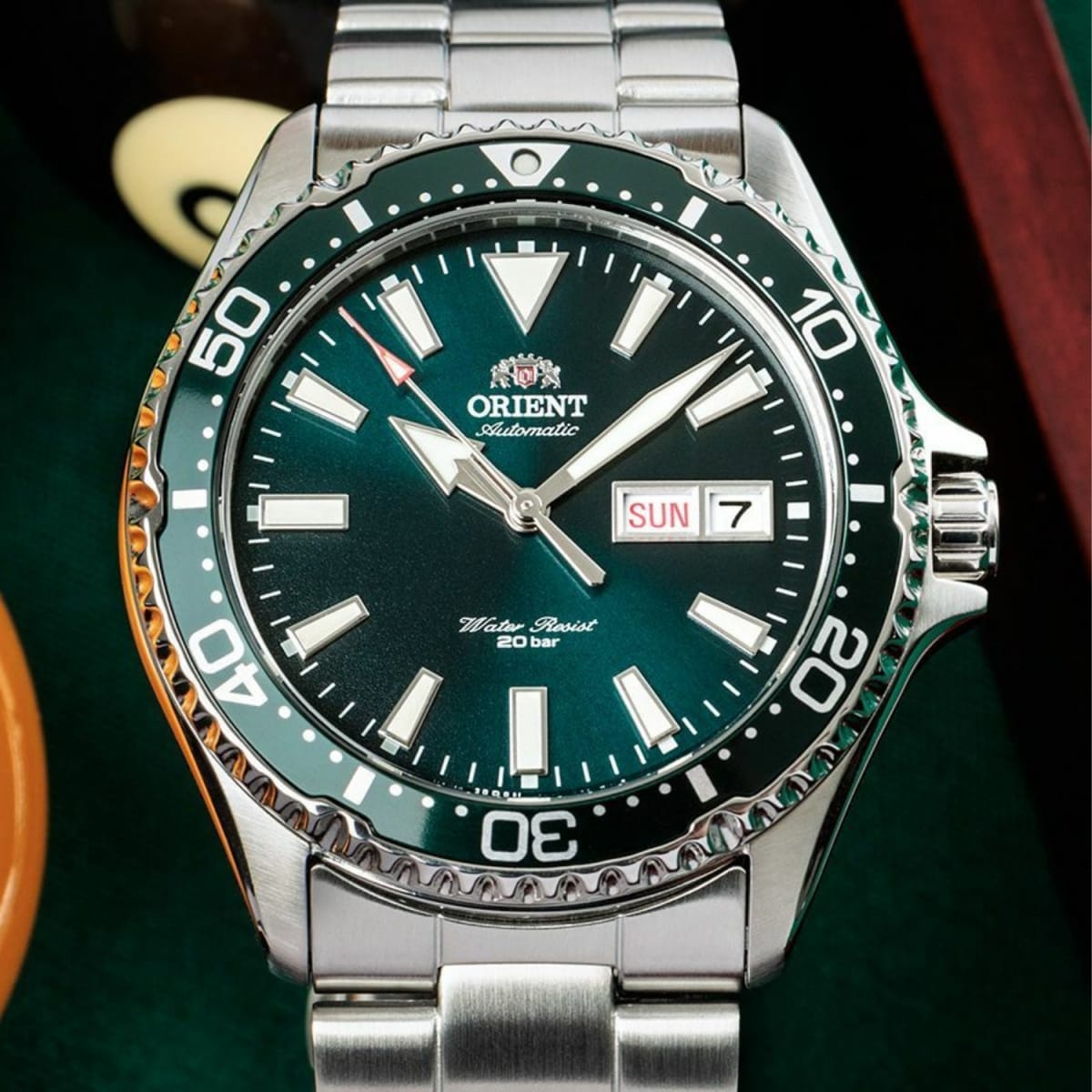 Reloj Orient Kamasu Mako III RA-AA0004E39B Diver Automático Plateado Verde Hombre2