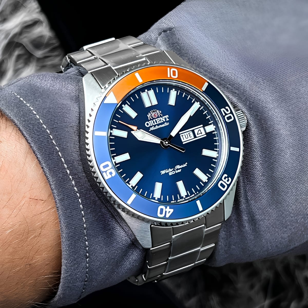 Reloj Orient Kanno RA-AA0913L Diver Automático Deportivo Plateado Azul Hombre2