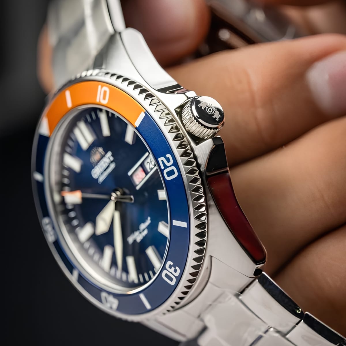 Reloj Orient Kanno RA-AA0913L Diver Automático Deportivo Plateado Azul Hombre5